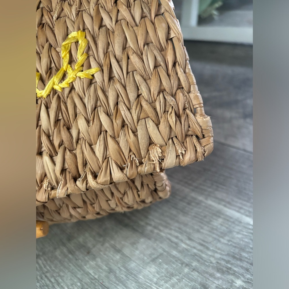 Kate Spade Vintage Wicker BlueBird House Novelty Bag Spring White/Yellow Straw - Picture 10 of 15